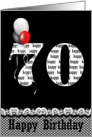 70th Birthday-birthday-red,white and black balloon bouquet card