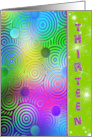 Neon Abstract Cirlcle Design for 13th Birthday card