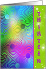 Granddaughter’s 13th Birthday bright neon circles with stars card