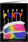 Birthday party invitation-rainbow party cake with candles card