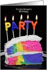 name specific Birthday party invitation-rainbow party cake card