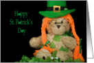 Parents St.Patrick’s Day-teddy bear with spectacles in shamrocks card