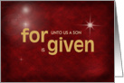 Parents Christmas-stars with Christian religious verse on red texture card