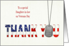 Daughter-in-law’s Veterans Day-military dog tags with flag thank you card