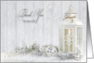 Lantern and Ornaments in Snow for Christmas Gift Thank You card