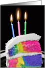 Friend’s Birthday, Rainbow Cake Slice With Candles card