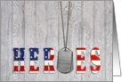 Veterans Day for Dad-dog tags with flag font for military heroes card