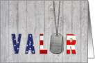 Veterans Day for Friend-dog tags with flag font for military card