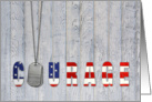 thank you to Brother in military-dog tags with flag courage card