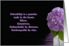 Purple Hydrangea With Water Reflection on Black for Friendship card