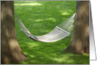 Hammock between twol large oak trees. card