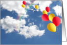 Happy Balloons in a sky with rainbow card