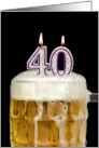 Polka Dot Candles for 40th Birthday in Beer Mug on Black card