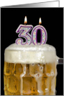 Polka Dot Candles for 30th Birthday in Beer Mug on Black card