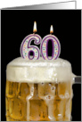 Polka Dot Candles for 60th Birthday in Beer Mug on Black card