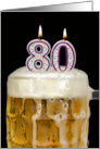 Polka Dot Candles for 80th Birthday in Beer Mug on Black card