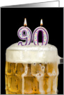 Polka Dot Candles for 90th Birthday in Beer Mug on Black card
