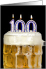 Polka Dot Candles for 100th Birthday in Beer Mug on Black card