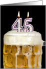 Polka Dot Candles for 45th Birthday in Beer Mug on Black card