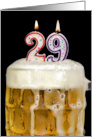 Polka Dot Candles for 29th Birthday in Beer Mug on Black card