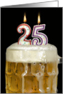 Polka Dot Candles for 25th Birthday in Beer Mug on Black card