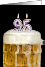 Polka Dot Candles for 95th Birthday in Beer Mug on Black card