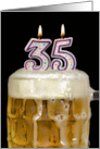 Polka Dot Candles for 35th Birthday in Beer Mug on Black card