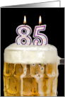 Polka Dot Candles for 85th Birthday in Beer Mug on Black card