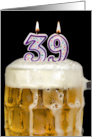Polka Dot Candles for 39th Birthday in Beer Mug on Black card