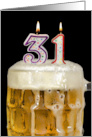 Polka Dot Candles for 31st Birthday in Beer Mug on Black card