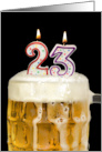 Polka Dot Candles for 23rd Birthday in Beer Mug on Black card