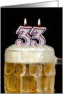 Polka Dot Candles for 33rd Birthday in Beer Mug on Black card