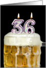 Polka Dot Candles for 36th Birthday in Beer Mug on Black card