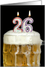 Polka Dot Candles for 26th Birthday in Beer Mug on Black card