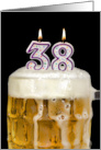 Polka Dot Candles for 38th Birthday in Beer Mug on Black card