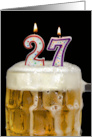 Polka Dot Candles for 27th Birthday in Beer Mug on Black card