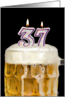 Polka Dot Candles for 37th Birthday in Beer Mug on Black card