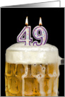Polka Dot Candles for 49th Birthday in Beer Mug on Black card