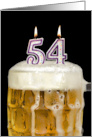 Polka Dot Candles for 54th Birthday in Beer Mug on Black card