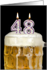 Polka Dot Candles for 48th Birthday in Beer Mug on Black card