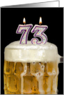 Polka Dot Candles for 73rd Birthday in Beer Mug on Black card