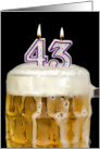 Polka Dot Candles for 43rd Birthday in Beer Mug on Black card