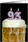 Polka Dot Candles for 93rd Birthday in Beer Mug on Black card