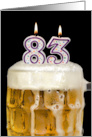 Polka Dot Candles for 83rd Birthday in Beer Mug on Black card