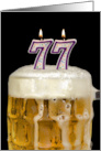 Polka Dot Candles for 77th Birthday in Beer Mug on Black card