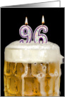 Polka Dot Candles for 96th Birthday in Beer Mug on Black card