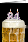 Polka Dot Candles for 84th Birthday in Beer Mug on Black card