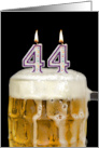 Polka Dot Candles for 44th Birthday in Beer Mug on Black card