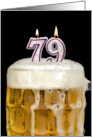 Polka Dot Candles for 79th Birthday in Beer Mug on Black card