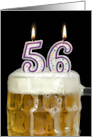 Polka Dot Candles for 56th Birthday in Beer Mug on Black card